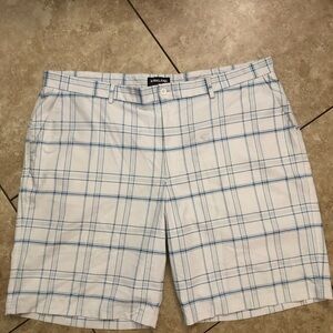 Kirkland Signature Men's White and Blue Plaid Shorts